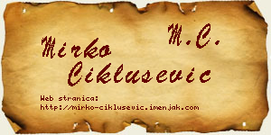 Mirko Ciklušević vizit kartica